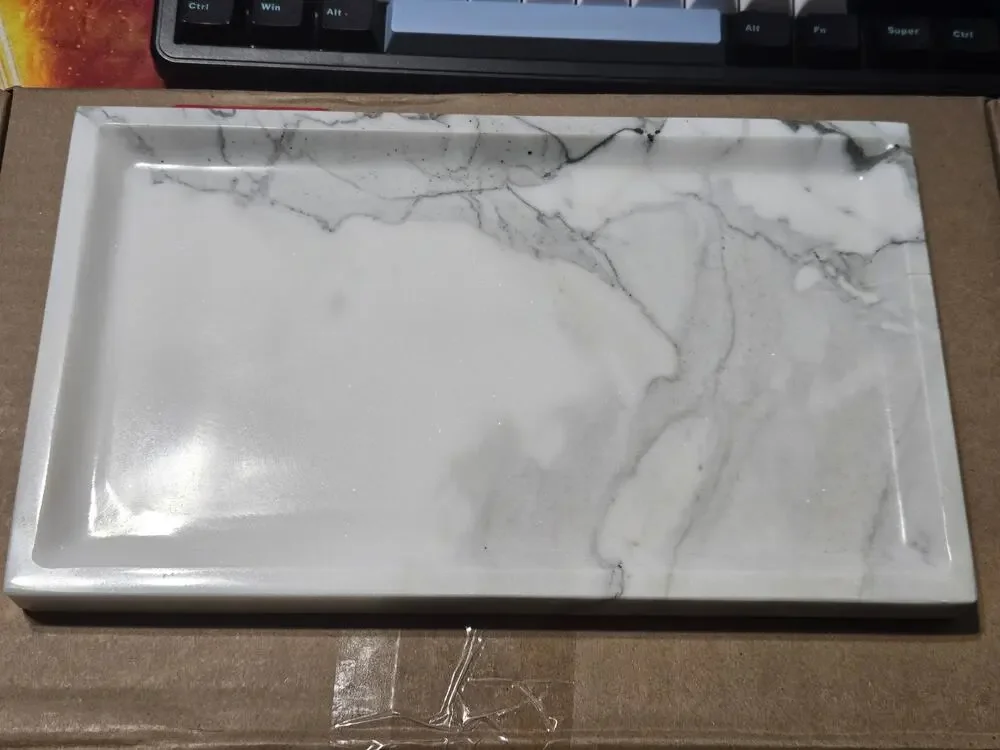White Faux Marble Vanity Tray 10x6 Decorative Bathroom Counter Organizer
